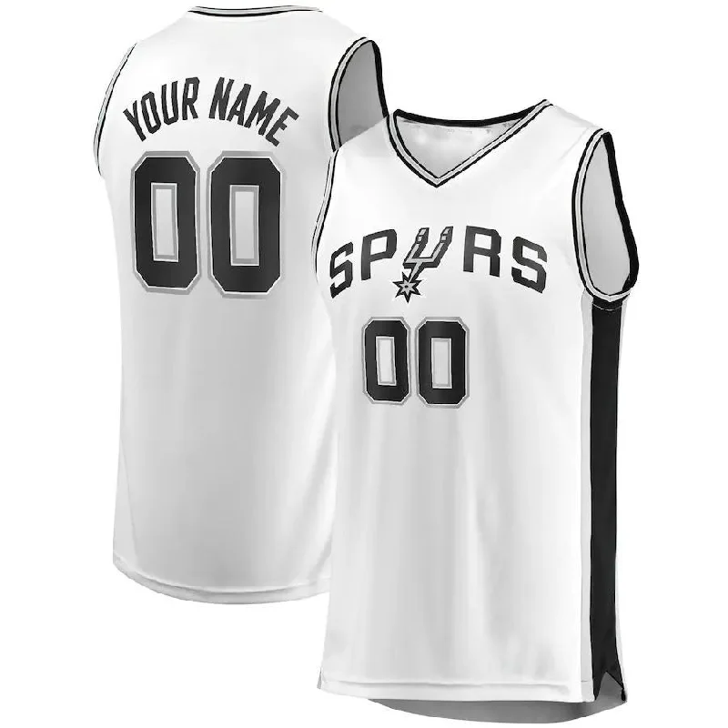 Basketball Jerseys with High-Performance Fabrics for Serious Athletes-Custom S.Antonio Spurs Fanatics Branded  Fast Break Custom Replica Jersey Association Edition White Stitched Basketball Jersey