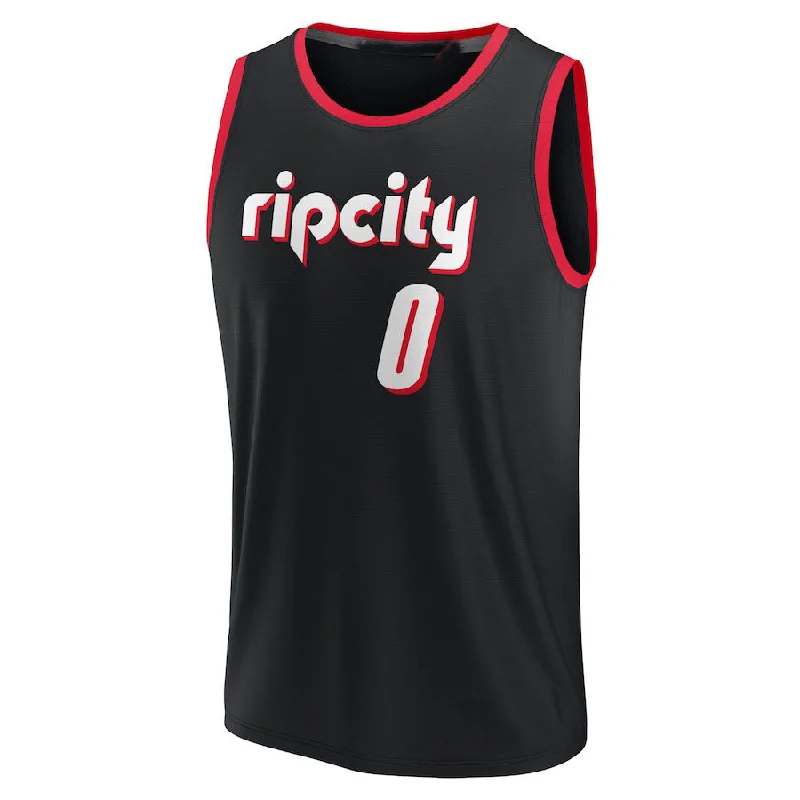 Basketball Jerseys with Lightweight Design for Freedom of Movement-P.Trail Blazers #0 Damian Lillard Fanatics Branded 2021-22 Fast Break Replica Jersey City Edition Black Stitched American Basketball Jersey