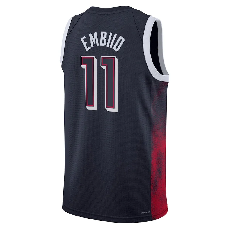 Basketball Jerseys with Custom Team Logos-USA Basketball #11 Joel Embiid Unisex 2024 Swingman Player Jersey - Navy American Basketball Jersey