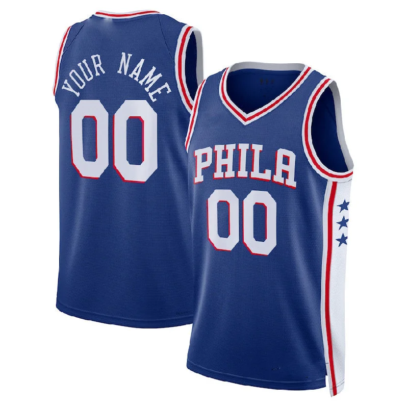 Basketball Jerseys with Piping for Traditional Style-Custom PH.76ers Unisex 2022-23 Swingman  Jersey Icon Edition Royal Stitched Basketball Jersey