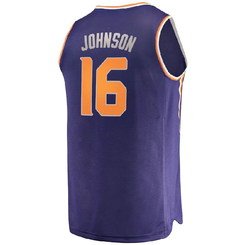 Basketball Jerseys with Soft and Stretchable Fabric for All-Day Comfort-P.Suns #16 Tyler Johnson Fanatics Branded  Fast Break Replica Jersey Purple Icon Edition Stitched American Basketball Jersey