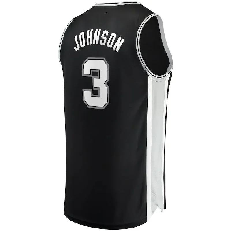 Basketball Jerseys with Tapered Cut for Modern Appeal-S.Antonio Spurs #3 Keldon Johnson Fanatics Branded Fast Break Replica Jersey Icon Edition Black Stitched American Basketball Jersey