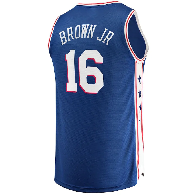 Basketball Jerseys with Soft Interior Lining for Comfort Against Skin-PH.76ers #16 Charlie Brown Jr. Fanatics Branded 2021-22 Fast Break Replica Jersey Icon Edition Royal Stitched American Basketball Jersey