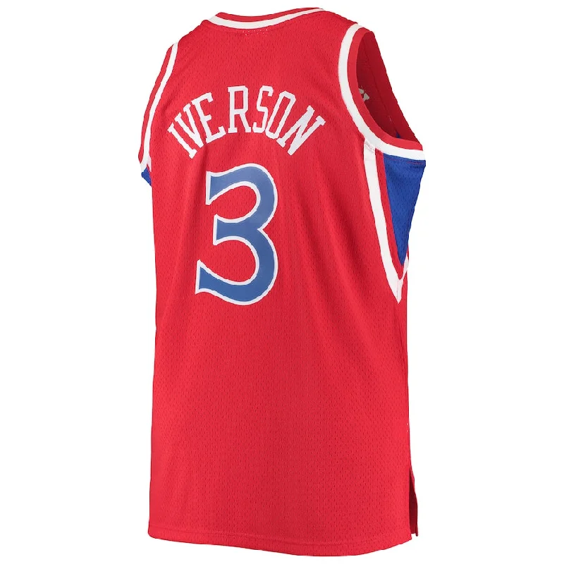 Basketball Jerseys with Double-Stitched Seams for Durability-PH.76ers #3 Allen Iverson Mitchell & Ness Big & Tall Hardwood Classics Swingman Player Jersey Red Stitched American Basketball Jersey