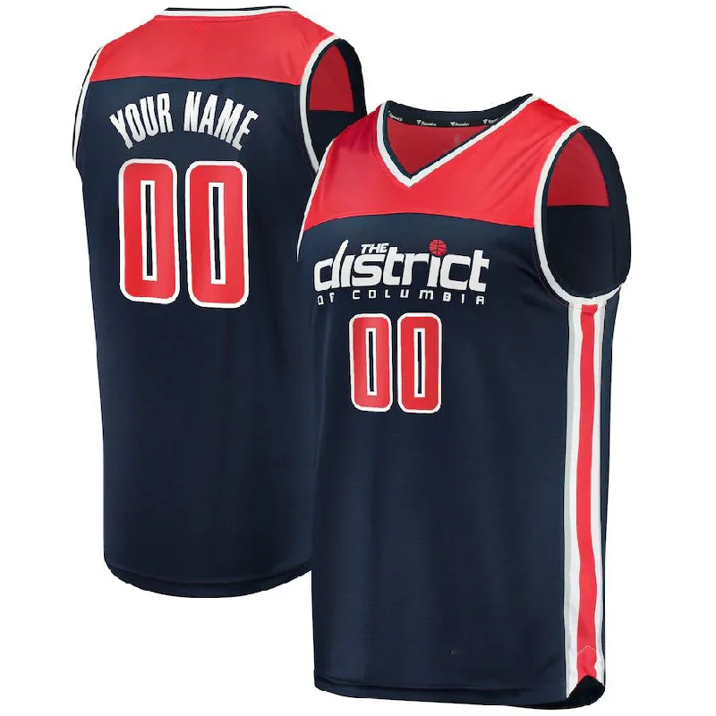 Basketball Jerseys with Customized Player Numbers for Personalization-Custom W.Wizards Fanatics Branded Custom Fast Break Replica Jersey Navy Statement Edition Stitched Basketball Jersey