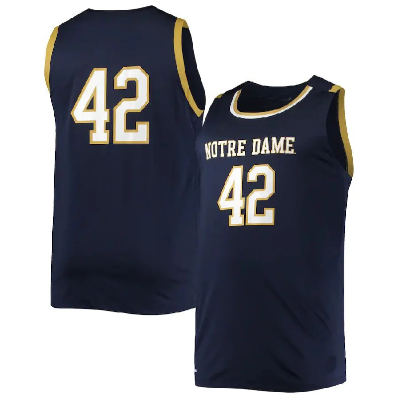 Youth Basketball Jerseys with Elastic Sleeves for Secure Fit-#42 N.Dame Fighting Irish Under Armour Replica Basketball Jersey Navy Stitched American College Jerseys