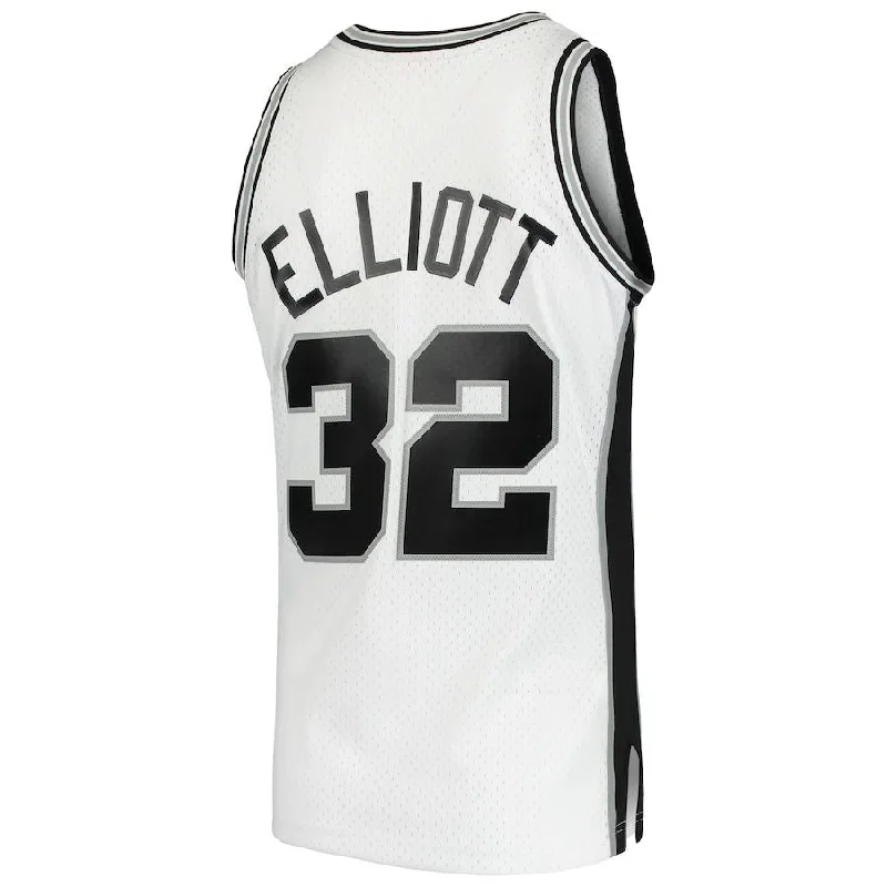 Basketball Jerseys with Breathable Mesh Panels for Ventilation-S.Antonio Spurs #32 Sean Elliott Mitchell & Ness 1998-99 Hardwood Classics Swingman Jersey White Stitched American Basketball Jersey