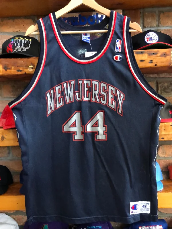 Basketball Jerseys with Raglan Sleeves for Mobility-Vintage Champion New Jersey Nets Keith Van Horn Jersey Size 48