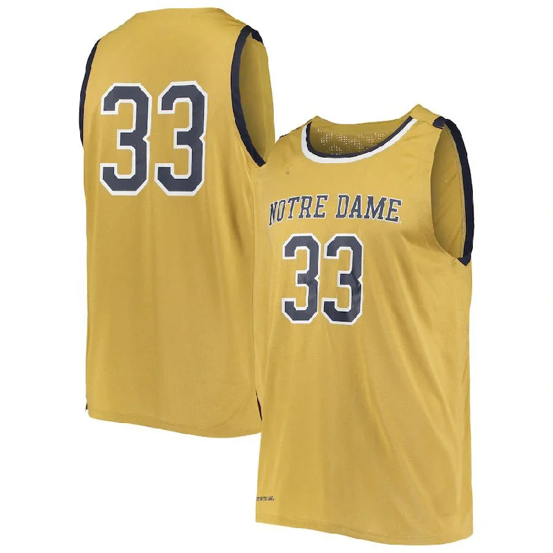 Basketball Jerseys with Comfortable, Moisture-Wicking Lining-#33 N.Dame Fighting Irish Under Armour College Replica Basketball Jersey  Gold Stitched American College Jerseys