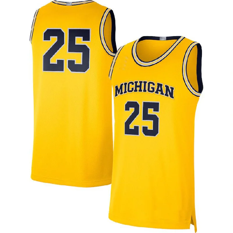 Basketball Jerseys with Piping for Traditional Style-#25 M.Wolverines Jordan Brand Limited Basketball Jersey Maize Stitched American College Jerseys