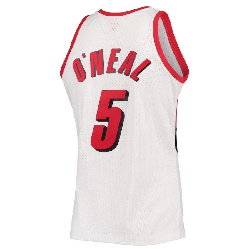 Basketball Jerseys with Breathable Mesh Panels for Ventilation-P.Trail Blazers #5 Jermaine O'Neal Mitchell & Ness 1996-97 Hardwood Classics Swingman Jersey White Stitched American Basketball Jersey