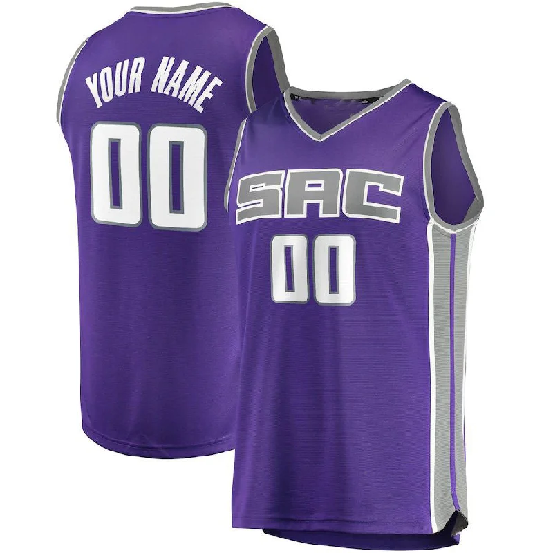 Basketball Jerseys with Stretchable Material for Maximum Comfort-Custom S.Kings Fanatics Branded Fast Break Replica Jersey Purple  Icon Edition Stitched Basketball Jersey