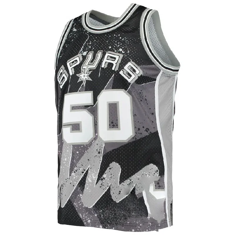 Basketball Jerseys with Soft, Comfortable Neckline for Relaxed Fit-S.Antonio Spurs #50 David Robinson Mitchell & Ness Hardwood Classics 1998-99 Hyper Hoops Swingman Jersey Black Stitched American Basketball Jersey