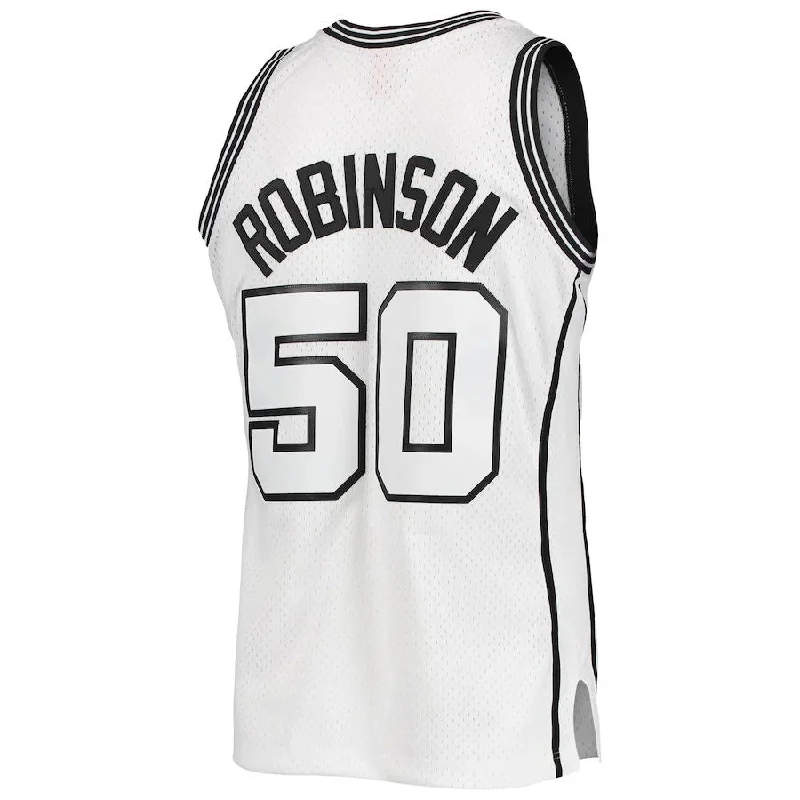 Basketball Jerseys with Reinforced Elbows for Extra Durability-S.Antonio Spurs #50 David Robinson Mitchell & Ness White Out Swingman Jersey Stitched American Basketball Jersey