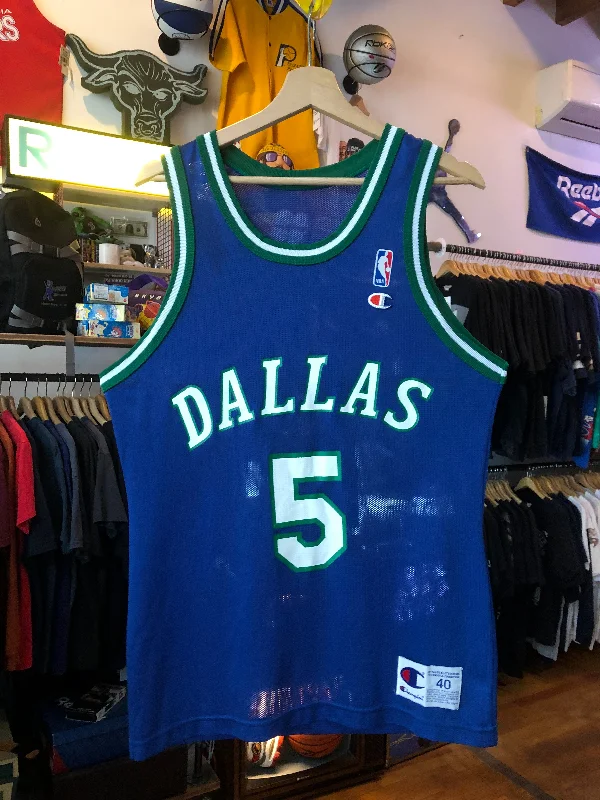 Basketball Jerseys with Full Button Front for Classic Look-Vintage Champion Dallas Mavericks Jason Kidd Jersey Size 40 / Medium