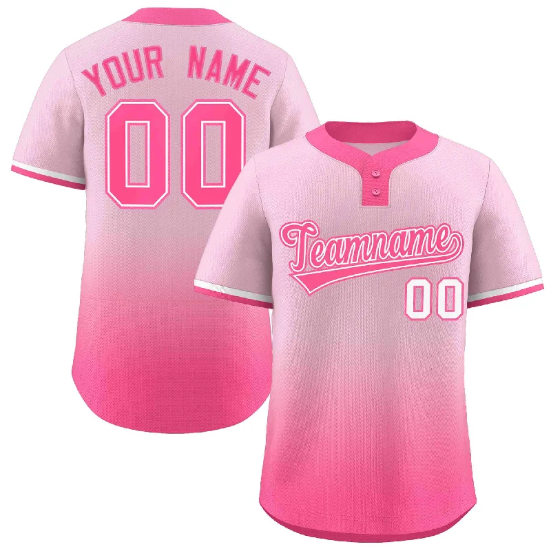 Baseball Jerseys with Sweat-Wicking Technology for Dry Comfort-Custom Light Pink Pink Pink-White Gradient Fashion Authentic Two-Button Baseball Jersey