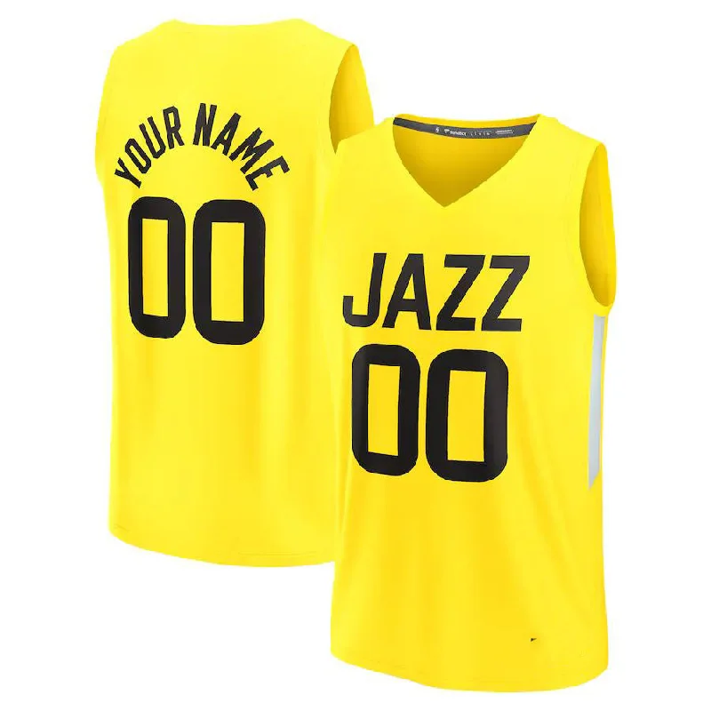 Lightweight Basketball Jerseys for Comfort and Speed-Custom U.Jazz Fanatics Branded 2022-23 Fast Break Replica Custom Jersey Icon Edition Yellow Stitched Basketball Jersey