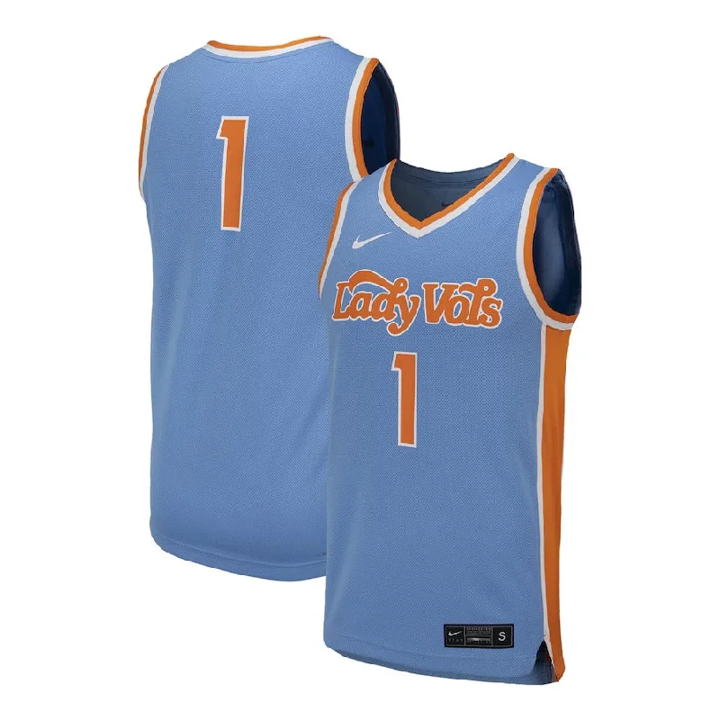 Basketball Jerseys with Quick-Release Zippers for Easy Removal-#1 T.Volunteers Unisex Team Replica Basketball Jersey - Light Blue College Jerseys