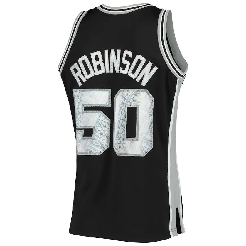 Basketball Jerseys with Soft, Comfortable Neckline for Relaxed Fit-S.Antonio Spurs #50 David Robinson Mitchell & Ness 1996-97 Hardwood Classics  75th Anniversary Diamond Swingman Jersey Black Stitched American Basketball Jersey