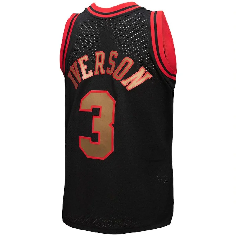 Basketball Jerseys with Ribbed Sleeves for Style and Fit-PH.76ers #3 Allen Iverson Mitchell & Ness 1996-97 Hardwood Classics Reload 3.0 Swingman Jersey Black Stitched American Basketball Jersey