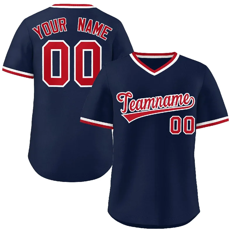 Baseball Jerseys with Contrast Stitching for Bold Design-Custom Navy Classic Style Outdoor Authentic Pullover Baseball Jersey