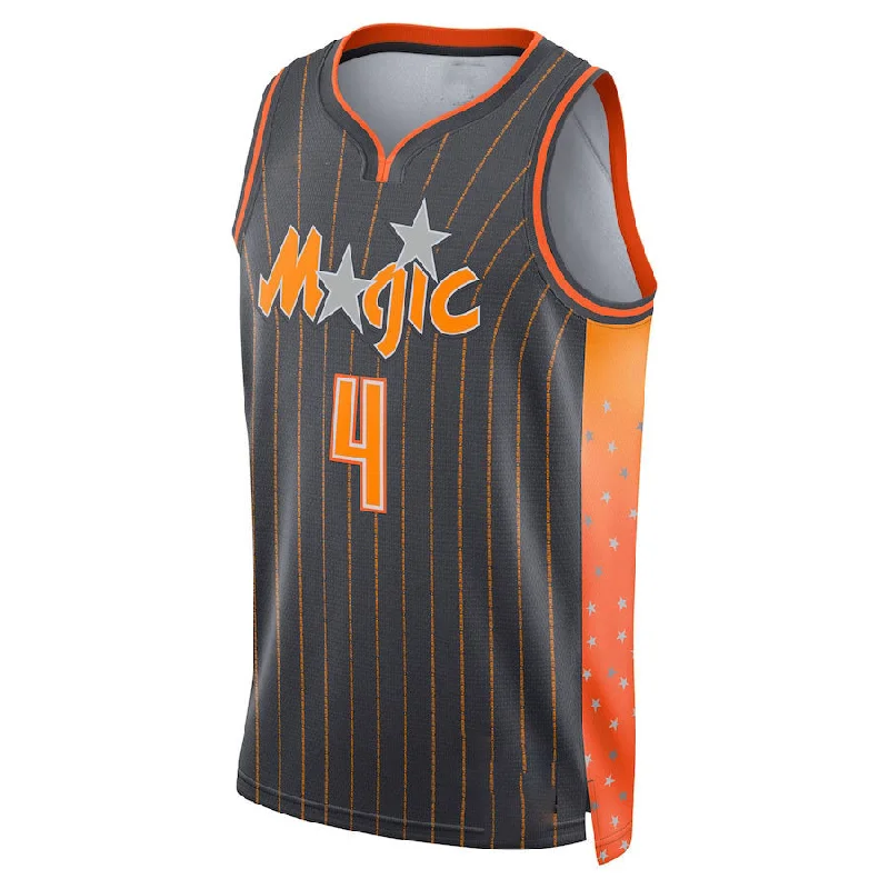 Basketball Jerseys with Modern Cut for Comfortable Fit-O.Magic #4 Jalen Suggs 2021-22 Swingman Jersey City Edition Anthracite Stitched American Basketball Jersey