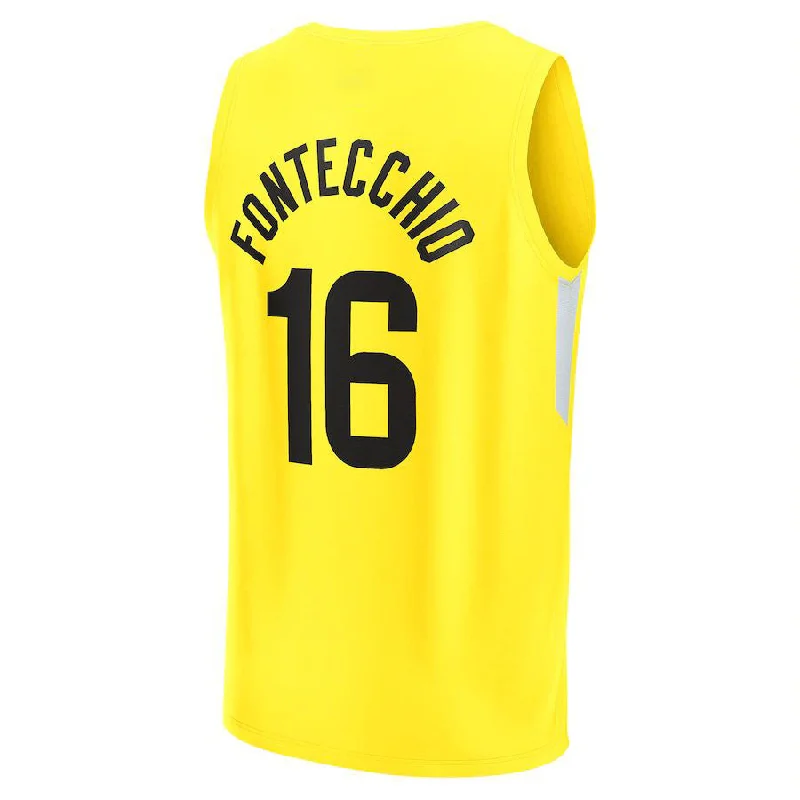 Basketball Jerseys with Padded Shoulders for Extra Protection-U.Jazz #16 Simone Fontecchio Fanatics Branded 2022-23 Fast Break Replica Player Jersey Icon Edition Yellow Stitched American Basketball Jersey