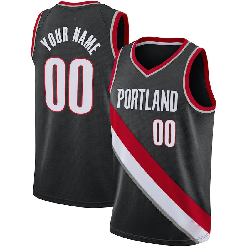 Basketball Jerseys with Full-Button Closure for Traditional Style-Custom P.Trail Blazers Swingman  Jersey City Edition Black Stitched Basketball Jersey