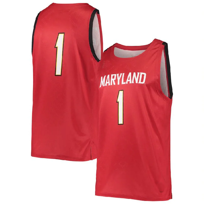 Basketball Jerseys with Soft Fabric for a Casual Look-#1 M.Terrapins Under Armour College Replica Basketball Jersey  Red Stitched American College Jerseys