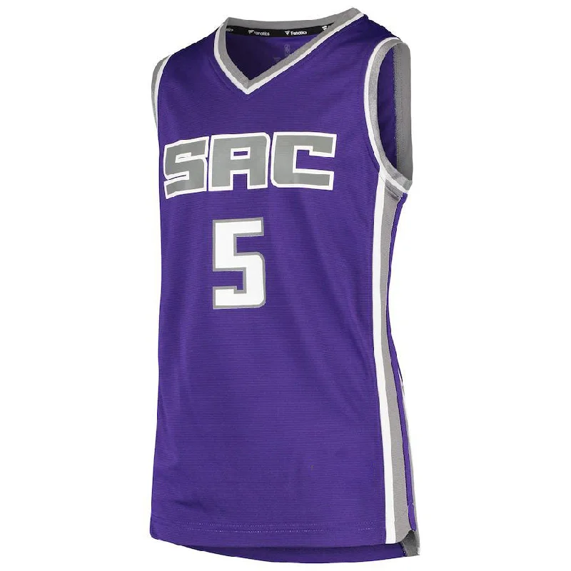 Basketball Jerseys with V-Neck Design for Classic Fit-S.Kings #5 De'Aaron Fox  Fanatics Branded  Fast Break Team Jersey Purple Stitched American Basketball Jersey