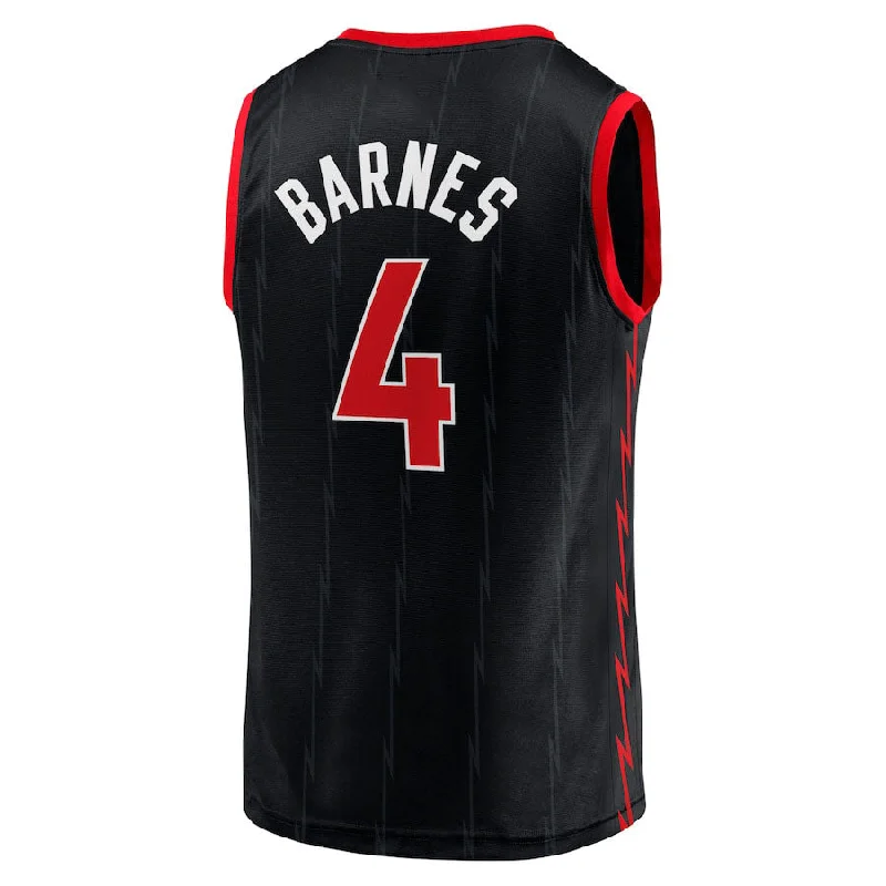 Basketball Jerseys with Lightweight Mesh Fabric for Breathability-T.Raptors #4 Scottie Barnes Fanatics Branded Fast Break Player Jersey Black Statement Edition Stitched American Basketball Jersey