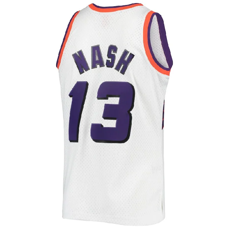 Basketball Jerseys with Non-Iron Fabric for Low Maintenance-P.Suns #13 Steve Nash Mitchell & Ness 1996-1997 Authentic Hardwood Classics Swingman Jersey White Stitched American Basketball Jersey