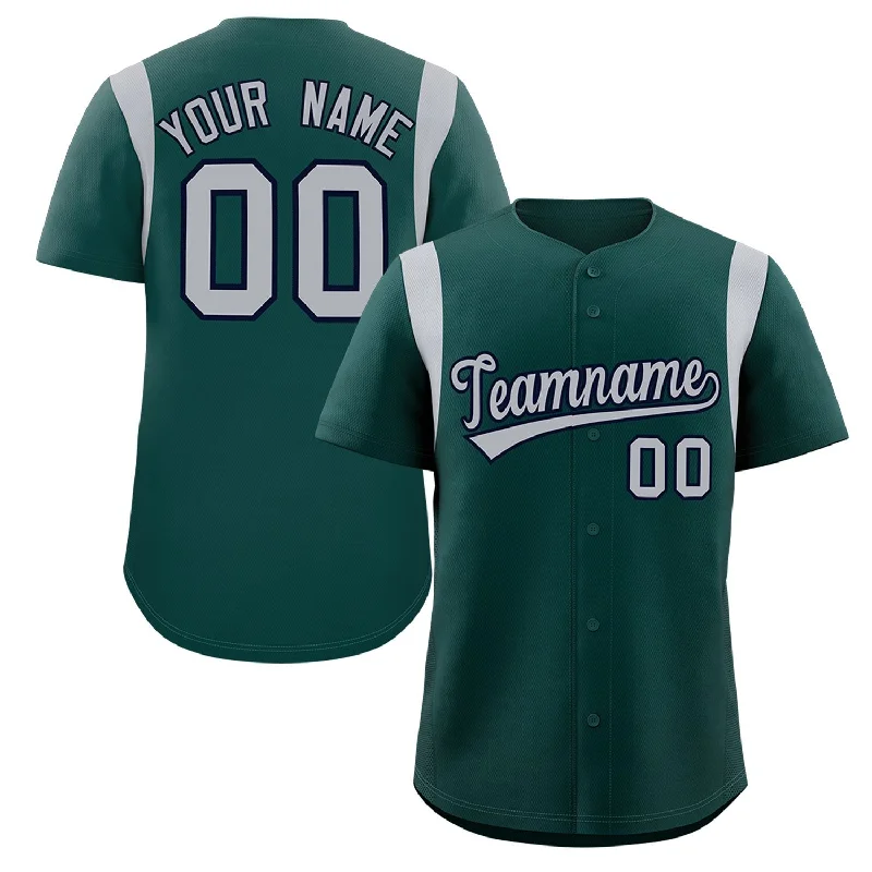 Baseball Jerseys with Lightweight Polyester Fabric for Breathability-Custom Midnight Green Gray Classic Style Personalized Full Button Authentic Baseball Jersey