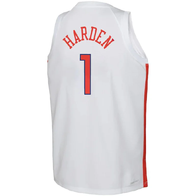 Basketball Jerseys with Custom Fit for Youth and Adults-PH.76ers #1 James Harden 2022-23 Swingman Jersey City Edition White Stitched American Basketball Jersey