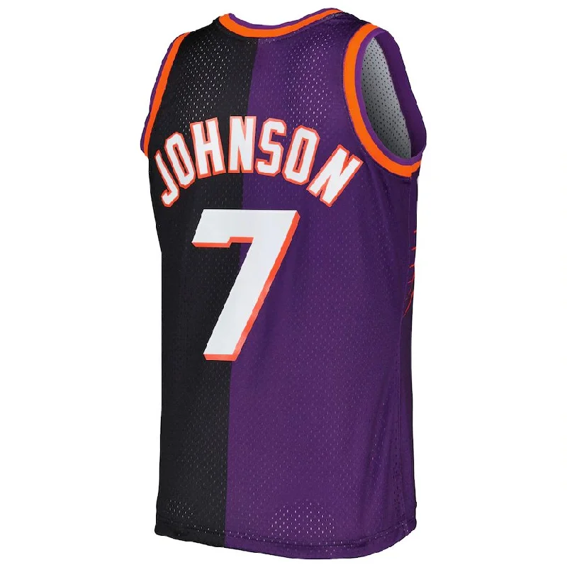 Basketball Jerseys with Classic Pinstripe Design for Vintage Look-P.Suns #7 Kevin Johnson Mitchell & Ness Hardwood Classics 1996-97 Split Swingman Jersey Purple-Black Stitched American Basketball Jersey