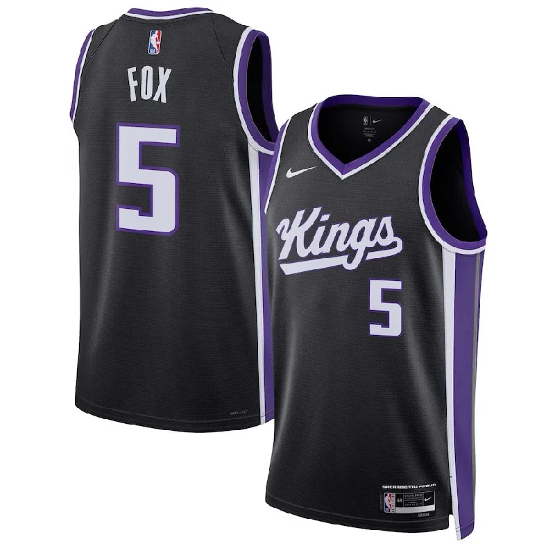 Youth Basketball Jerseys with Elastic Sleeves for Secure Fit-De'Aaron Fox Kings jersey