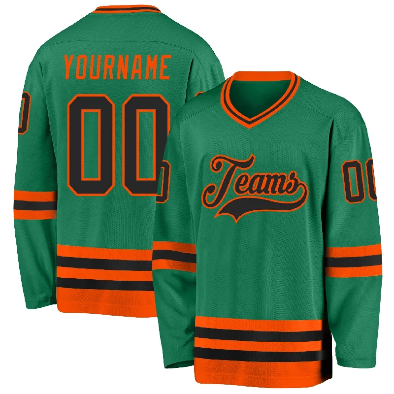 Special Edition Hockey Jerseys for Limited Runs-Custom Kelly Green Black-Orange Hockey Jersey