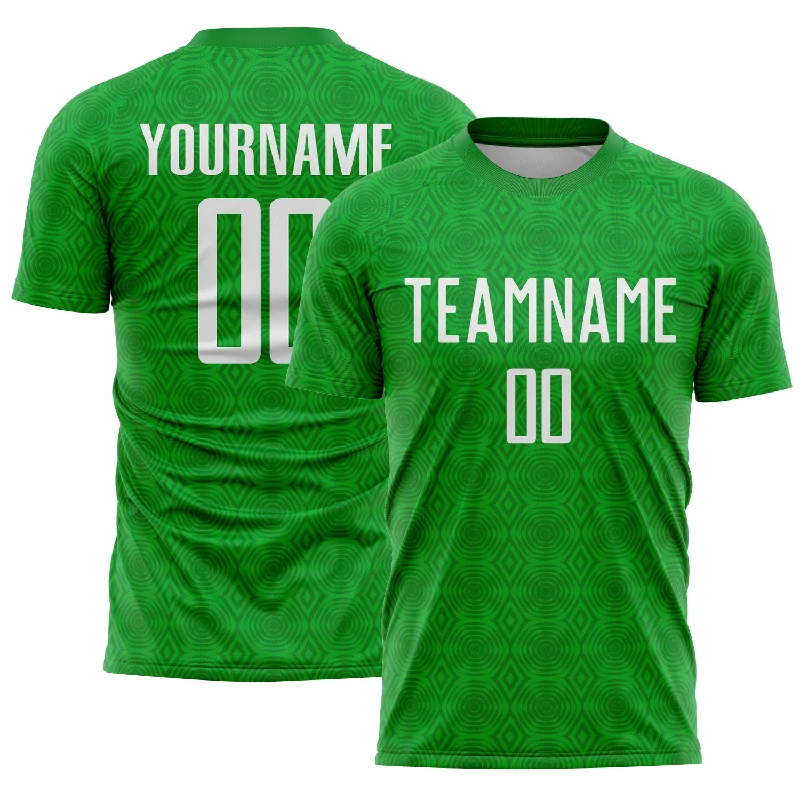 Youth Soccer Jerseys with Personalized Name and Number-Custom Grass Green White Geometric Shapes Sublimation Soccer Uniform Jersey