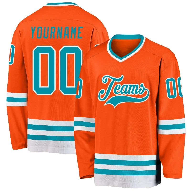 Stylish Hockey Jerseys for Casual Fan Wear-Custom Orange Teal-White Hockey Jersey