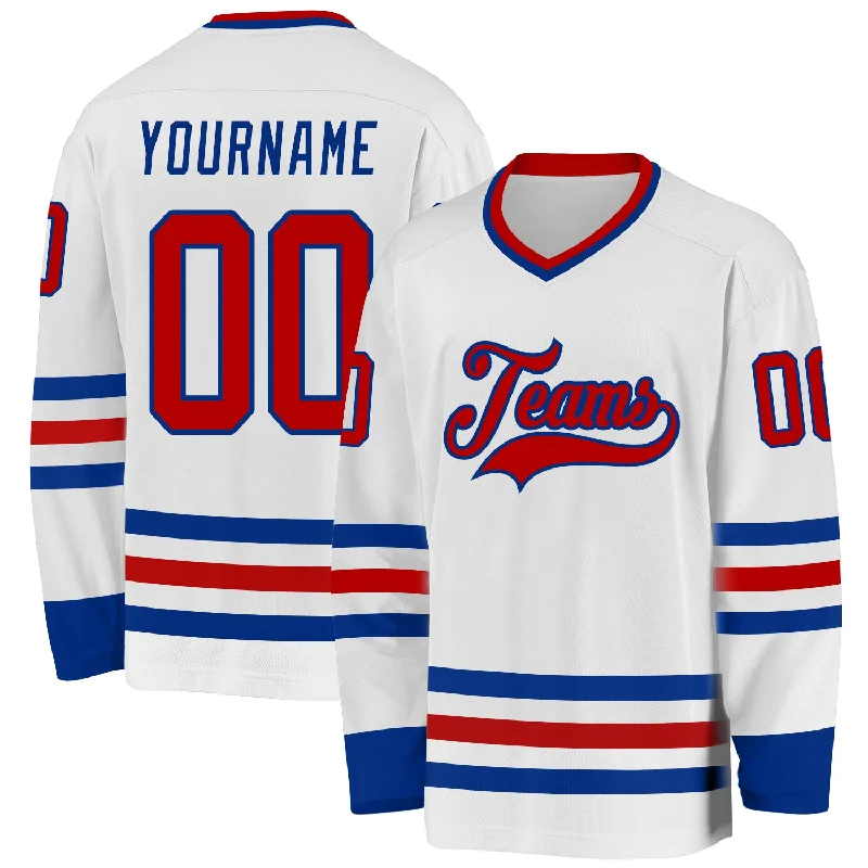 Stylish Hockey Jerseys for Casual Wear-Custom White Red-Royal Hockey Jersey