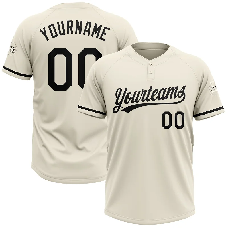 Softball Jerseys for Youth Leagues and Schools-Custom Cream Black Two-Button Unisex Softball Jersey