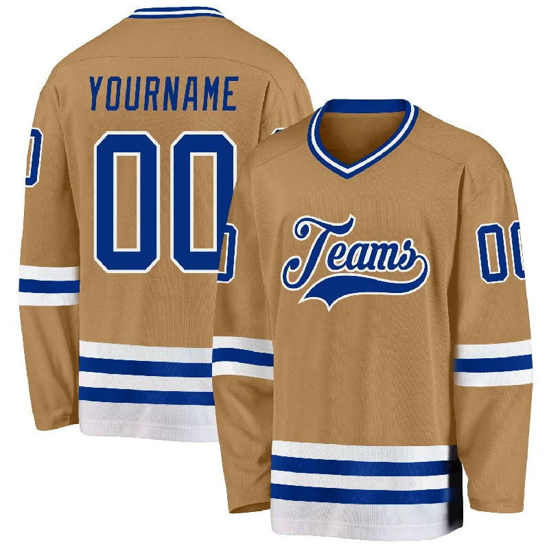 Performance Hockey Jerseys for Pro-Level Play-Custom Old Gold Royal-White Hockey Jersey