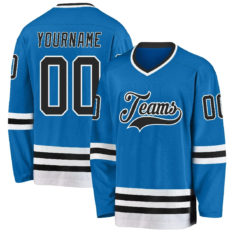 NHL Replica Hockey Jerseys for Collectors-Custom Blue Black-White Hockey Jersey