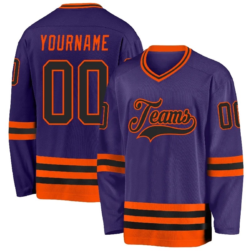 Women's Fit Hockey Jerseys for Ice Hockey-Custom Purple Black-Orange Hockey Jersey