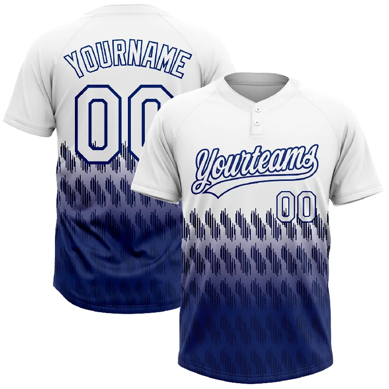 Softball Jerseys with Bold Color Combinations-Custom White Royal 3D Pattern Lines Two-Button Unisex Softball Jersey