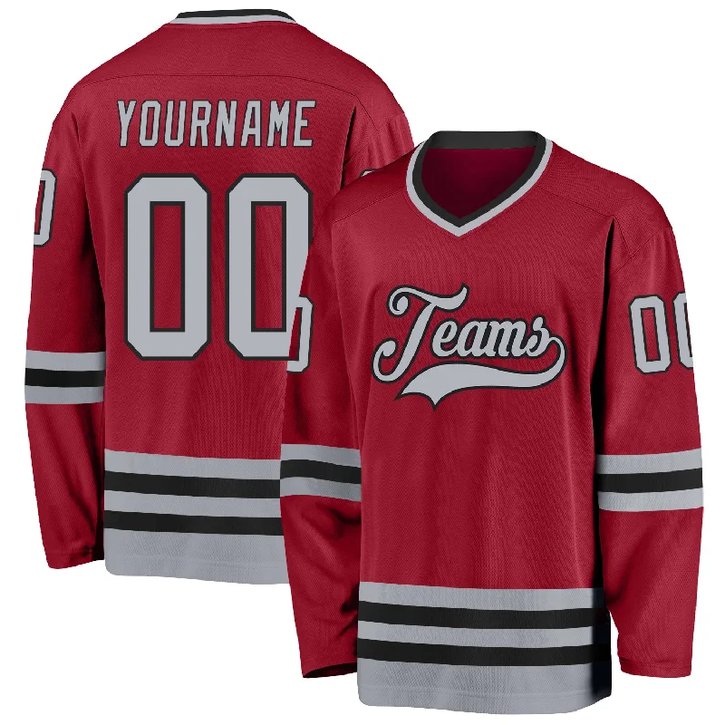 All-Inclusive Hockey Jerseys for League Play-Custom Maroon Gray-Black Hockey Jersey