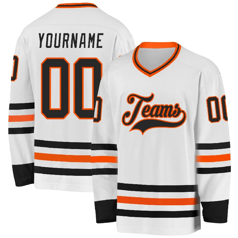 Retro Hockey Jerseys for Classic Fans-Custom White Black-Orange Hockey Jersey