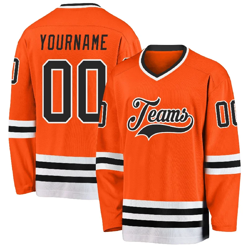 Affordable Hockey Jerseys for Recreational Players-Custom Orange Black-White Hockey Jersey