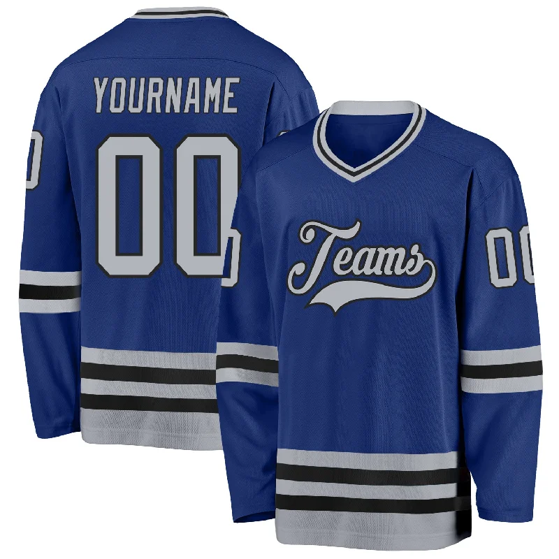 Colorful Hockey Jerseys for Youth Leagues-Custom Royal Gray-Black Hockey Jersey