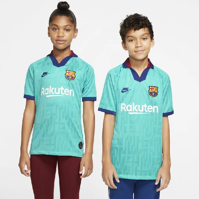 Soccer Jerseys with Ribbed Collar for Secure Fit-Nike FC Barcelona 2019/20 Stadium Third Big Kids' Soccer Jersey